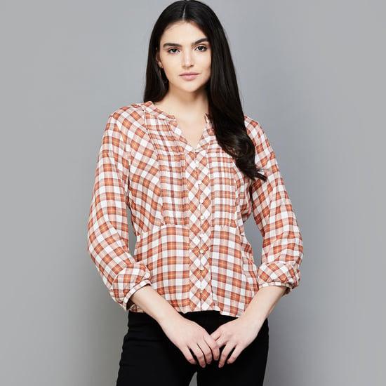 latin quarters women checked a-line top