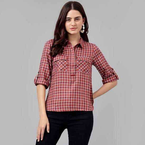 latin quarters women checked casual shirt