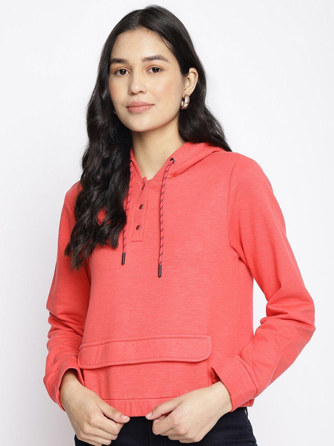 latin quarters women coral pink hooded sweatshirt