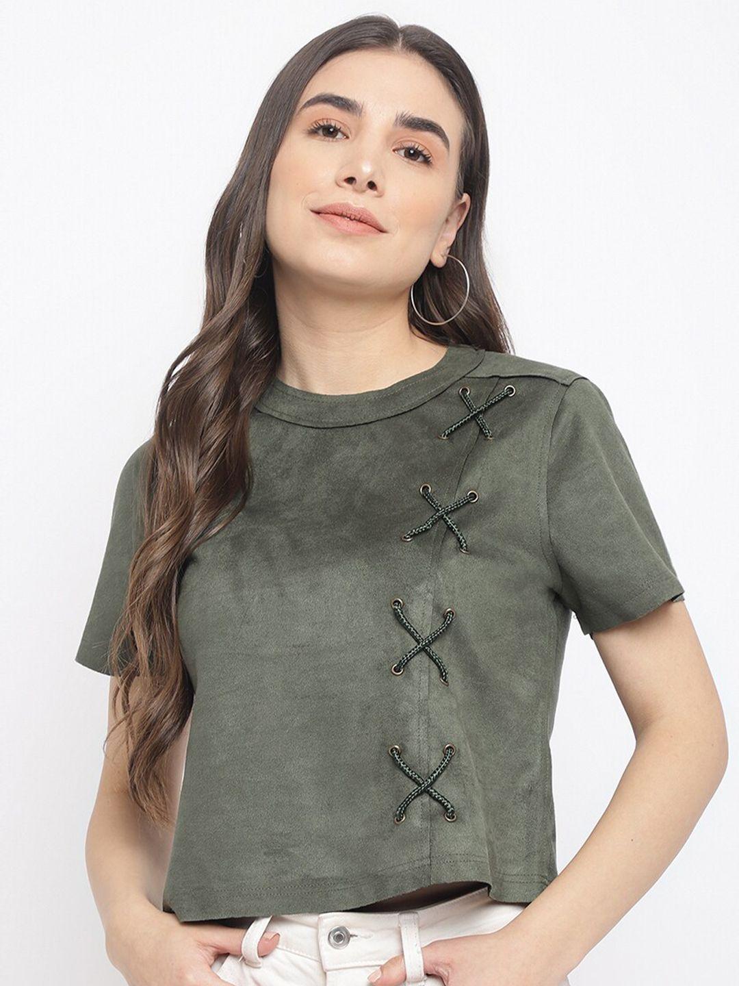 latin quarters women green crop top