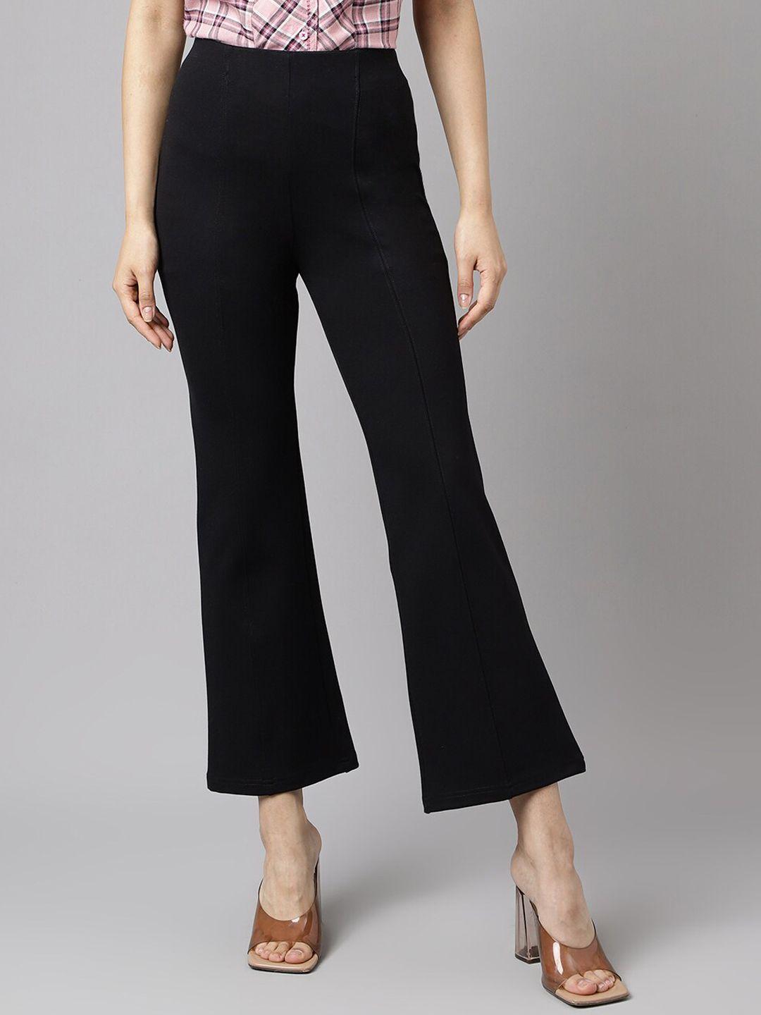 latin quarters women high-rise pleated nylon regular cropped trousers