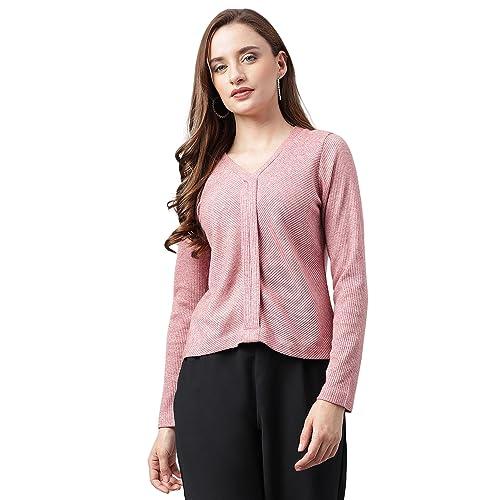 latin quartres women's rose floral print v-neck long sleeve top_xl