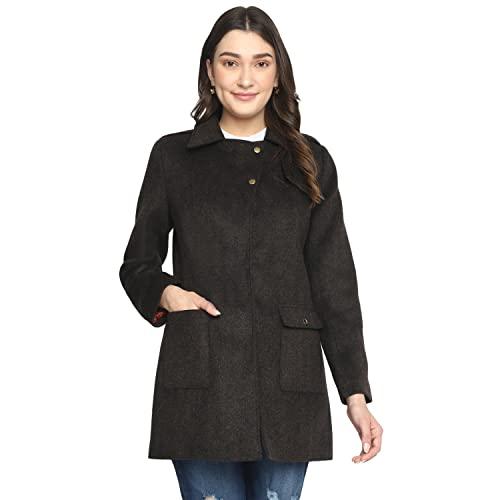 latin quartres women brown solid full sleeve regular coat pocket