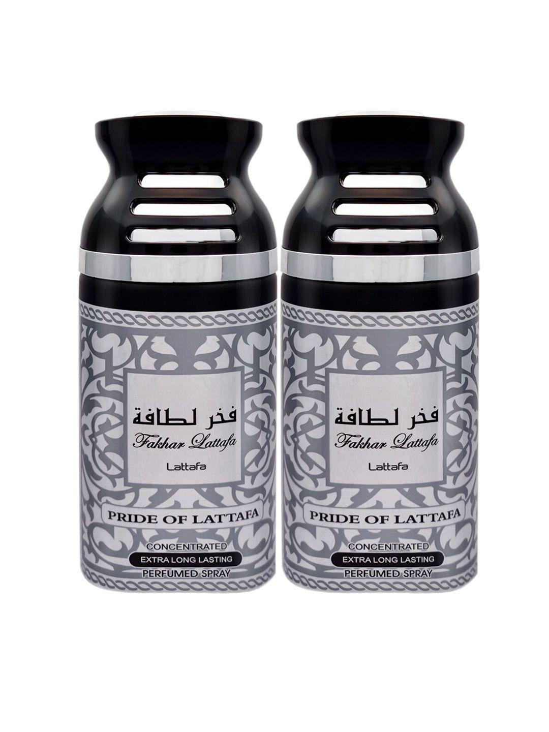 lattafa set of 2 fakhar black pride concentrated perfumed body spray - 250ml each
