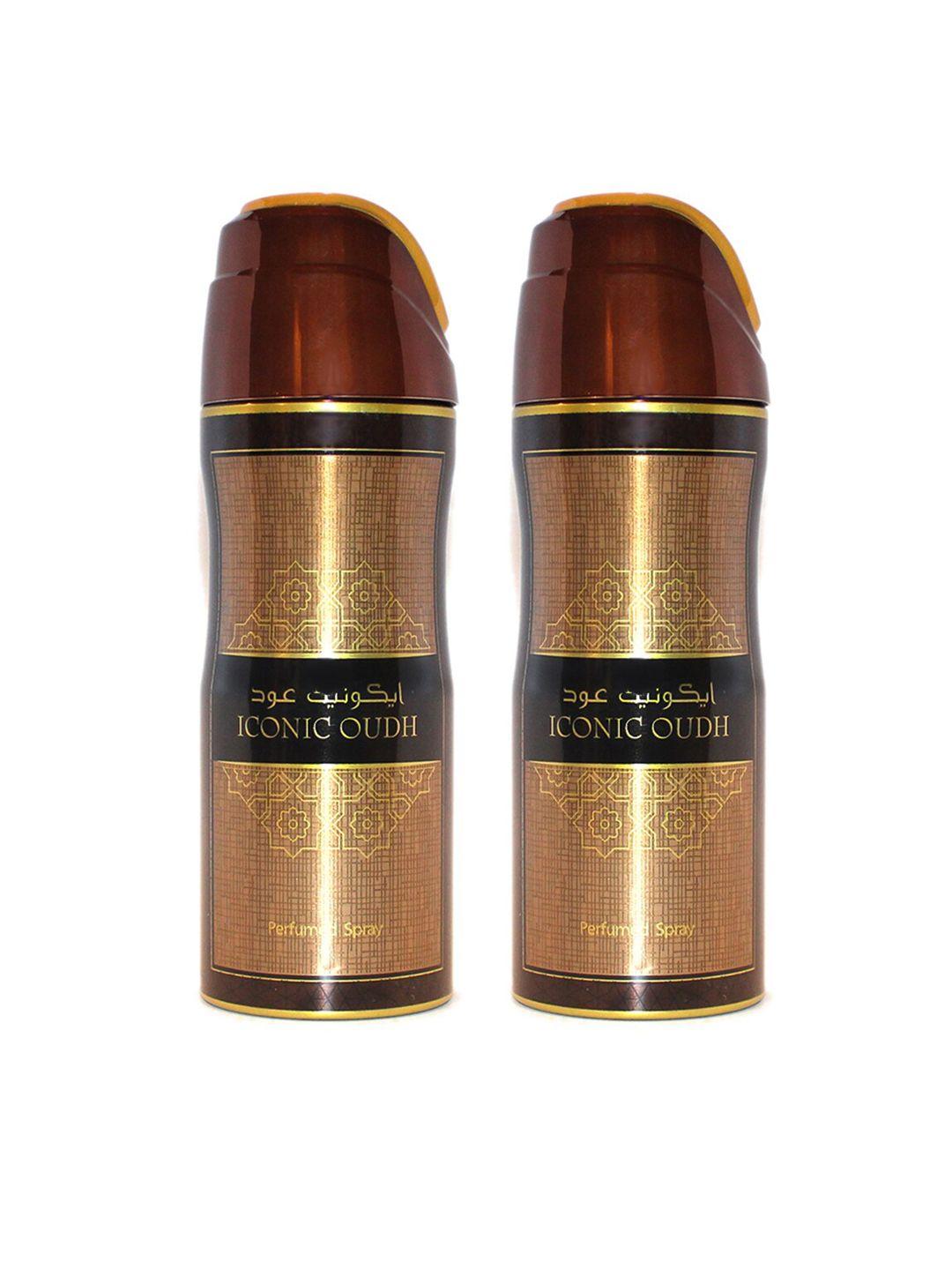 lattafa pack of 2 iconic oud perfumed deodorant spray 200ml