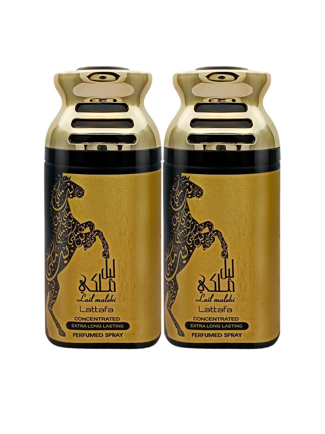 lattafa pack of 2 lail maleki concentrated perfumed body spray - 250ml each