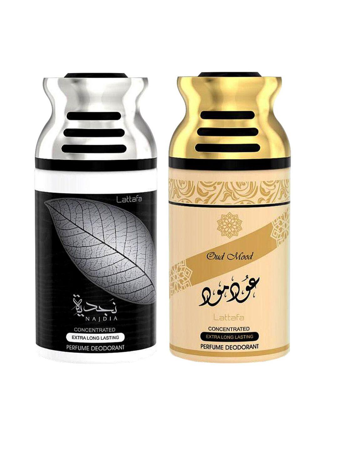 lattafa pack of 2 najdia & oud mood perfumed deodorant 250ml