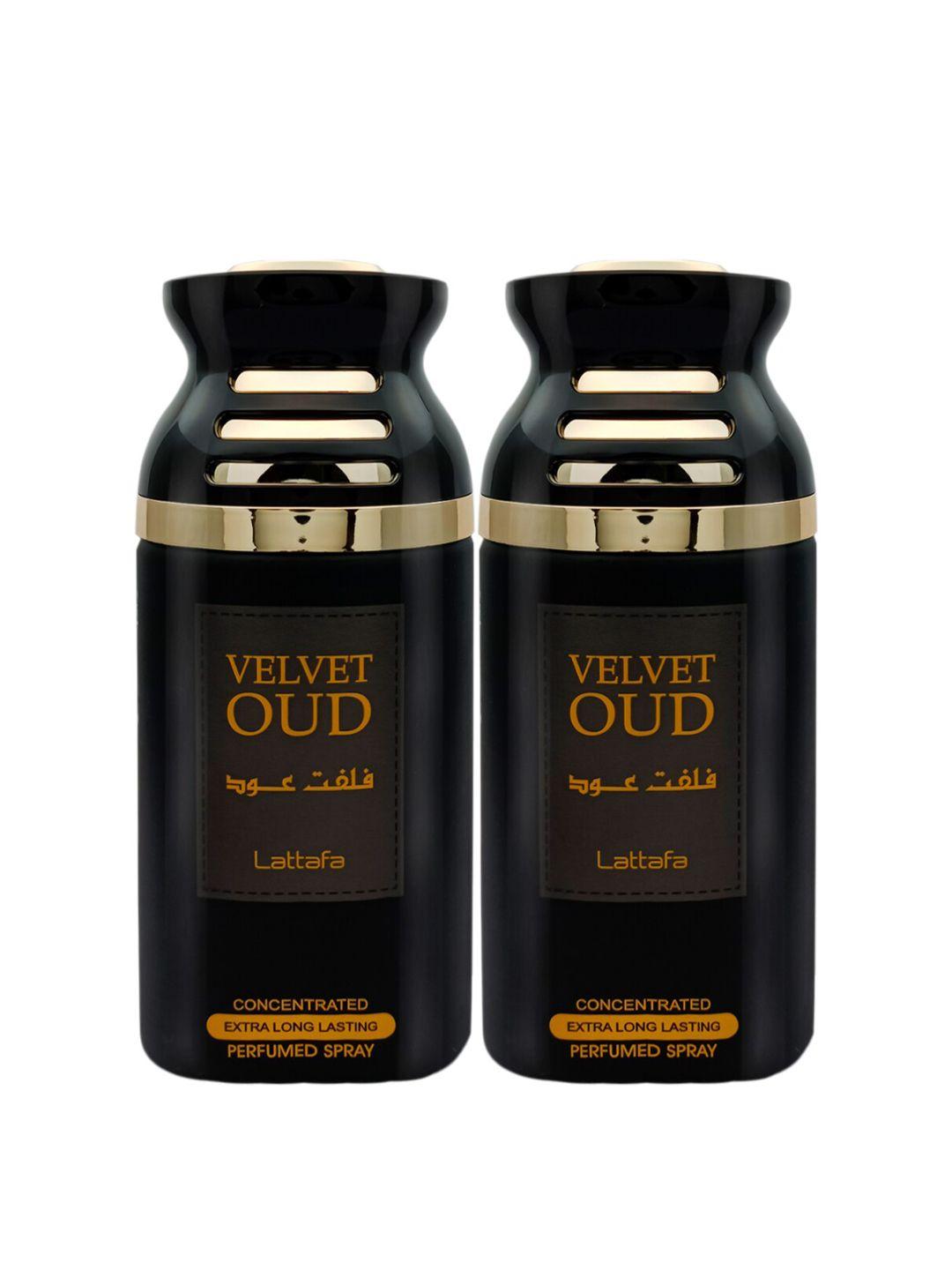 lattafa set of 2  velvet oud concentrated perfumed body spray 500ml