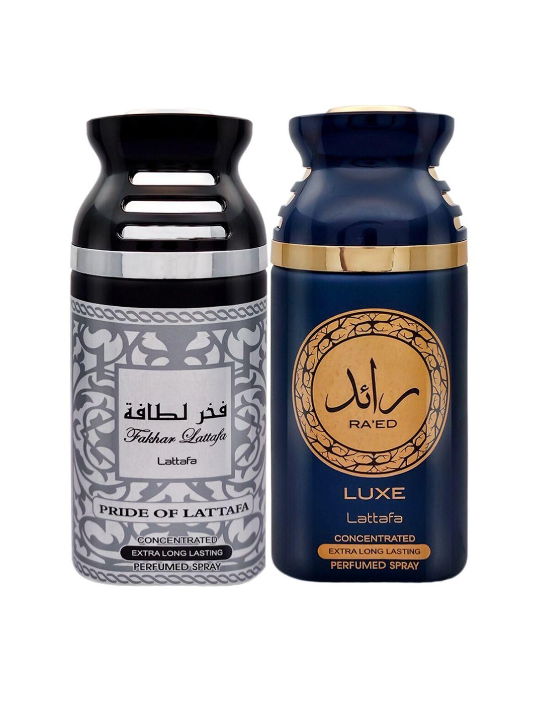 lattafa set of 2 fakhar black pride of lattafa & raeed luxe perfumed spray body