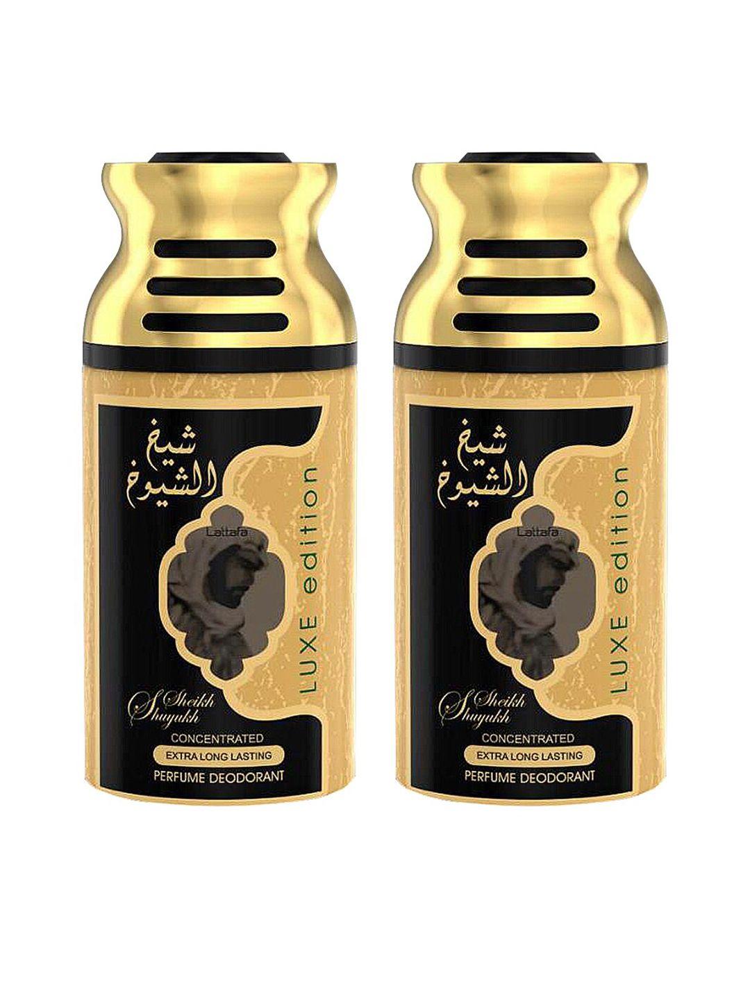 lattafa set of 2 sheik al shuyukh luxe edition deodorant perfumed bodyspray