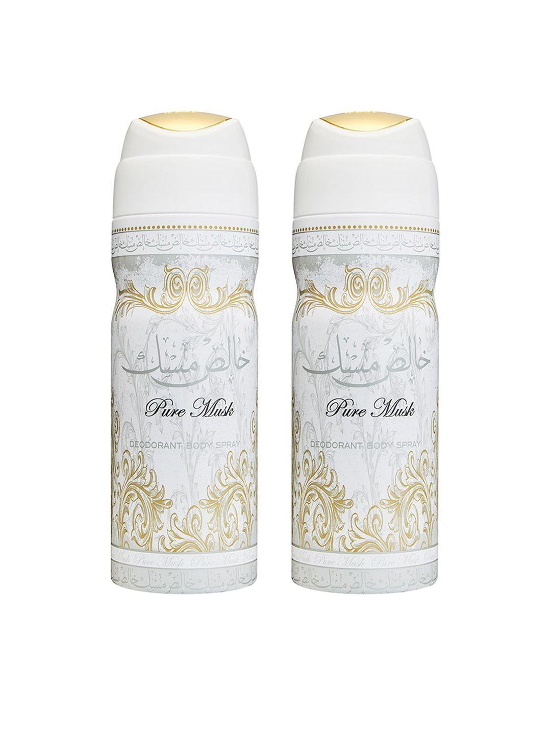 lattafa unisex set of 2 pure musk perfumed deodorants 200 ml