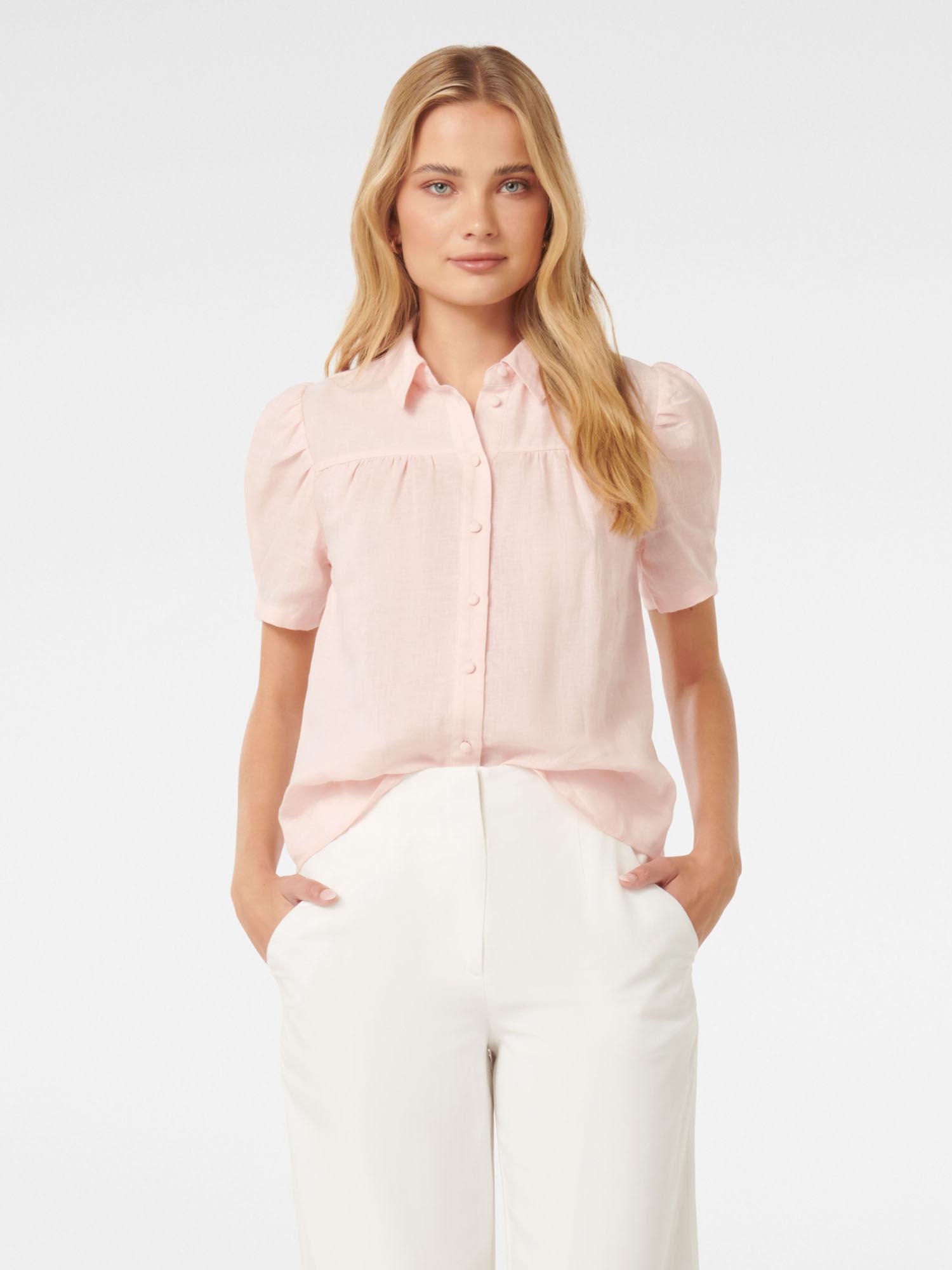 lauren linen pink shirt