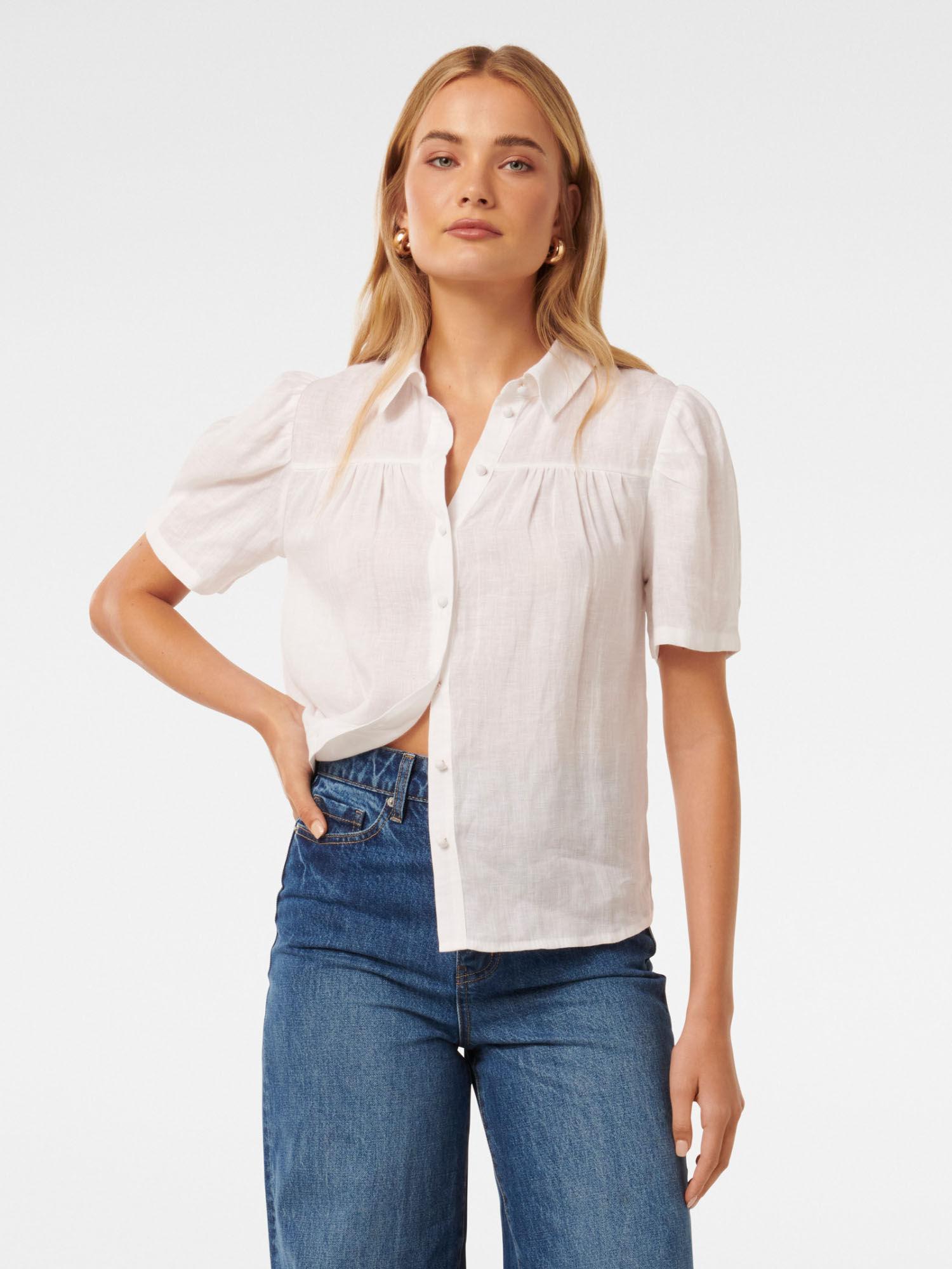 lauren linen white shirt