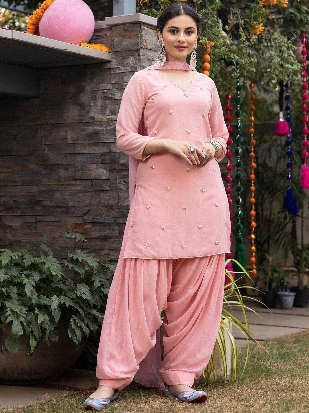 lavanya the label floral embellished kurta with patiala & with dupatta