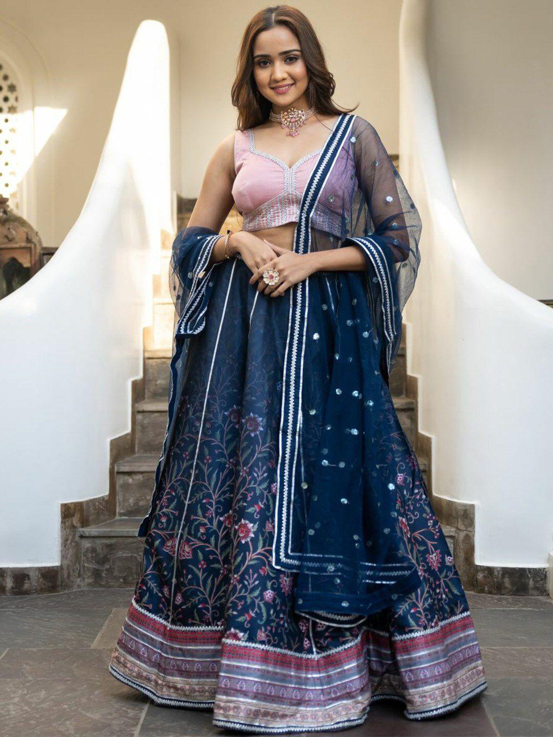 lavanya the label blue & white ready to wear lehenga & blouse with dupatta