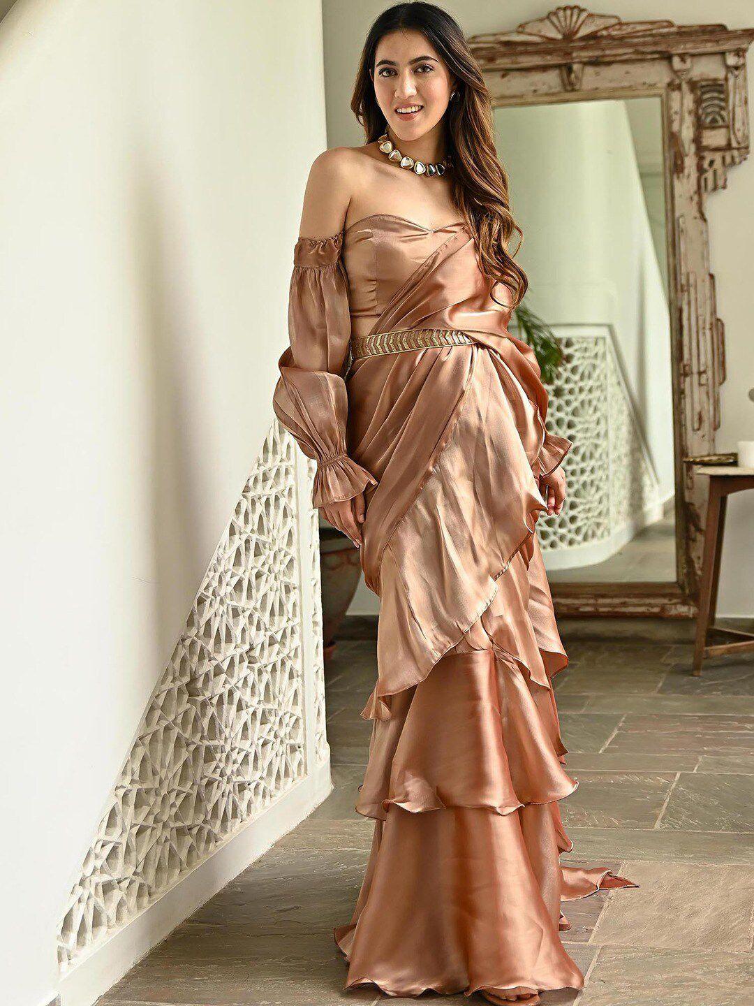 lavanya the label brown organza saree