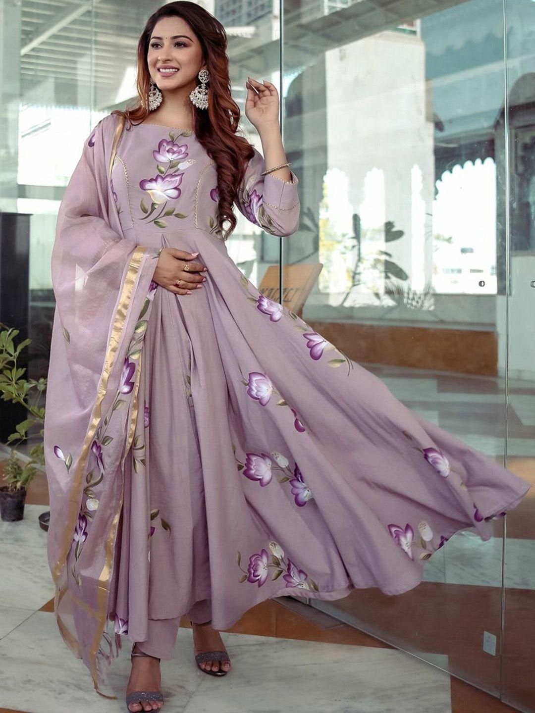 lavanya the label floral printed empire pure cotton kurta with trousers & dupatta