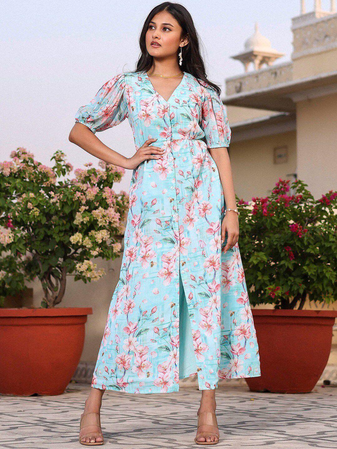 lavanya the label floral printed georgette a-line dress