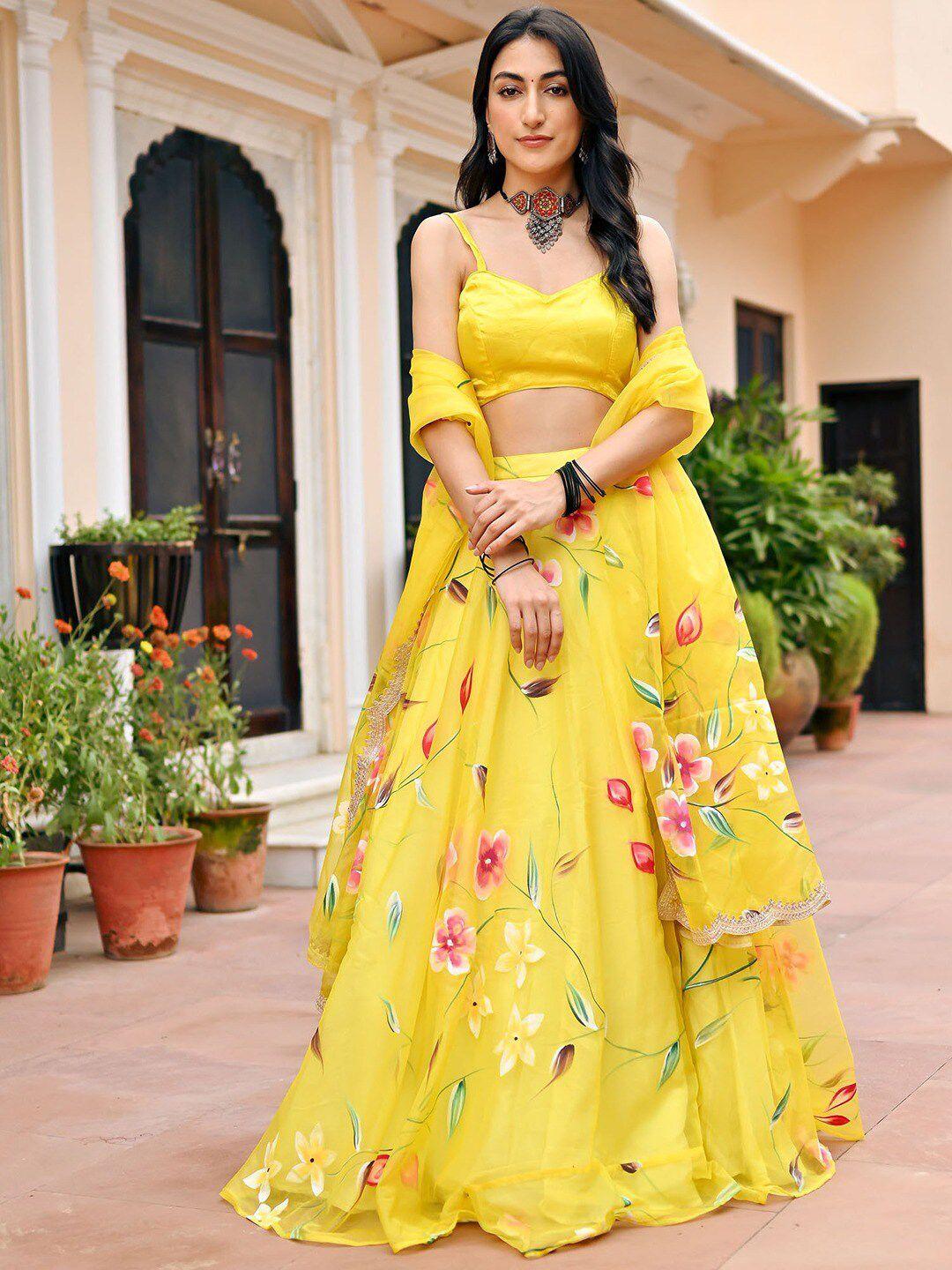 lavanya the label floral printed ready to wear lehenga & blouse with dupatta