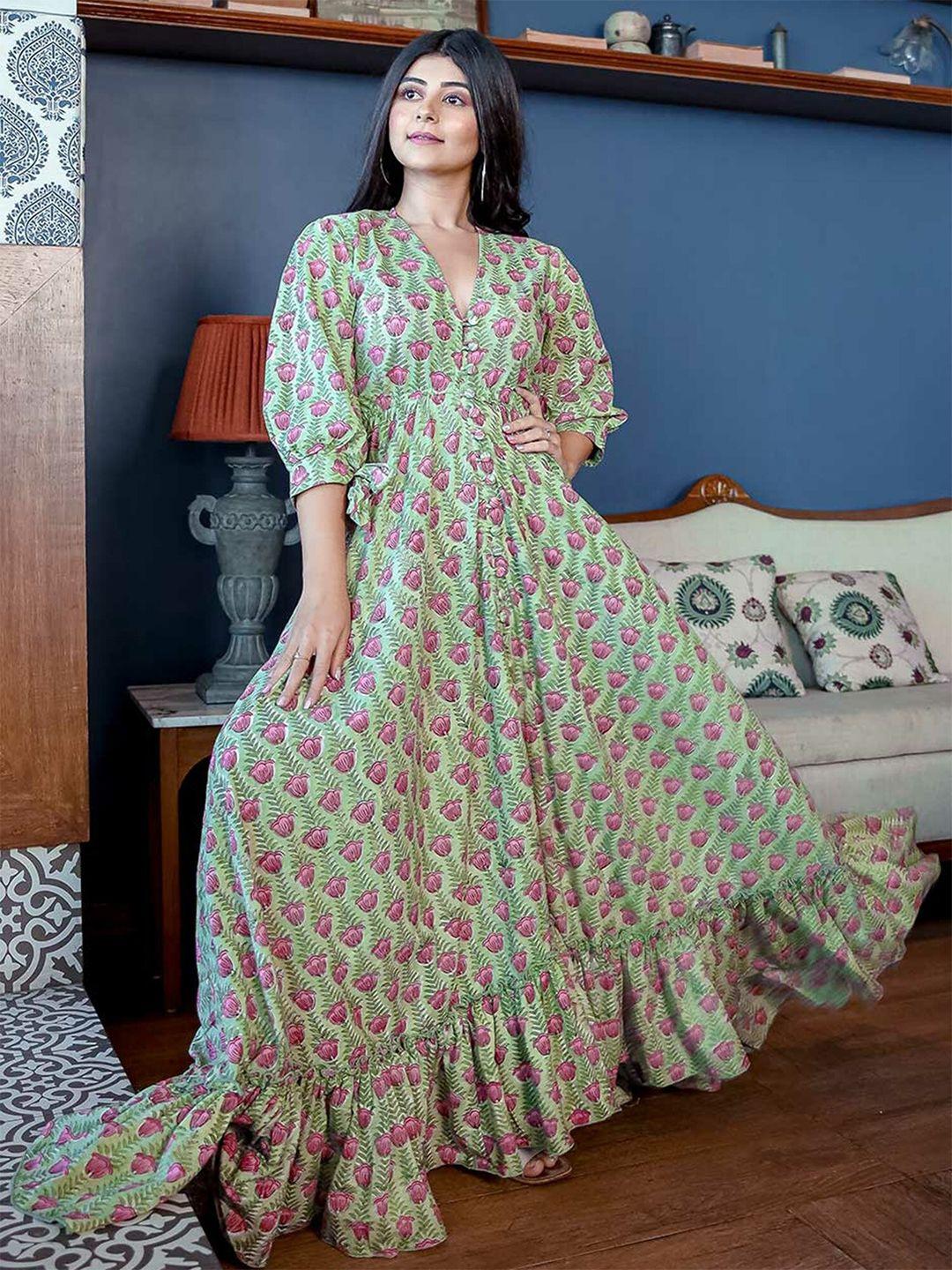lavanya the label green floral maxi dress