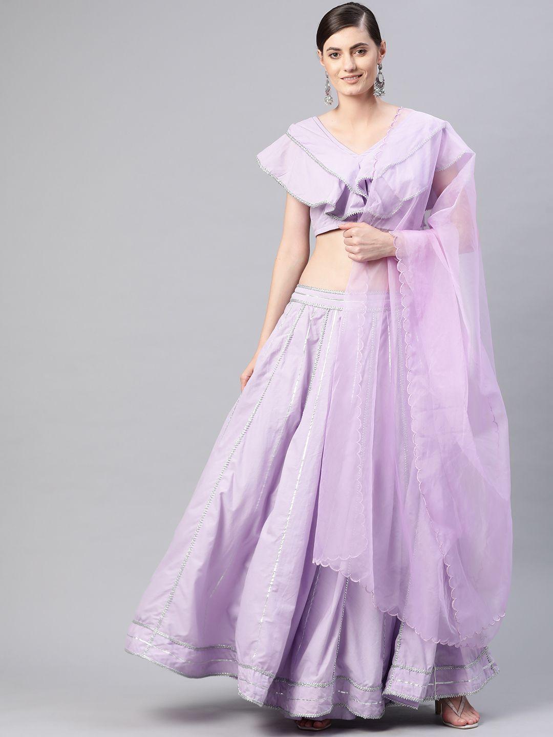 lavanya the label lavender & silver gota patti ready to wear lehenga & blouse with dupatta