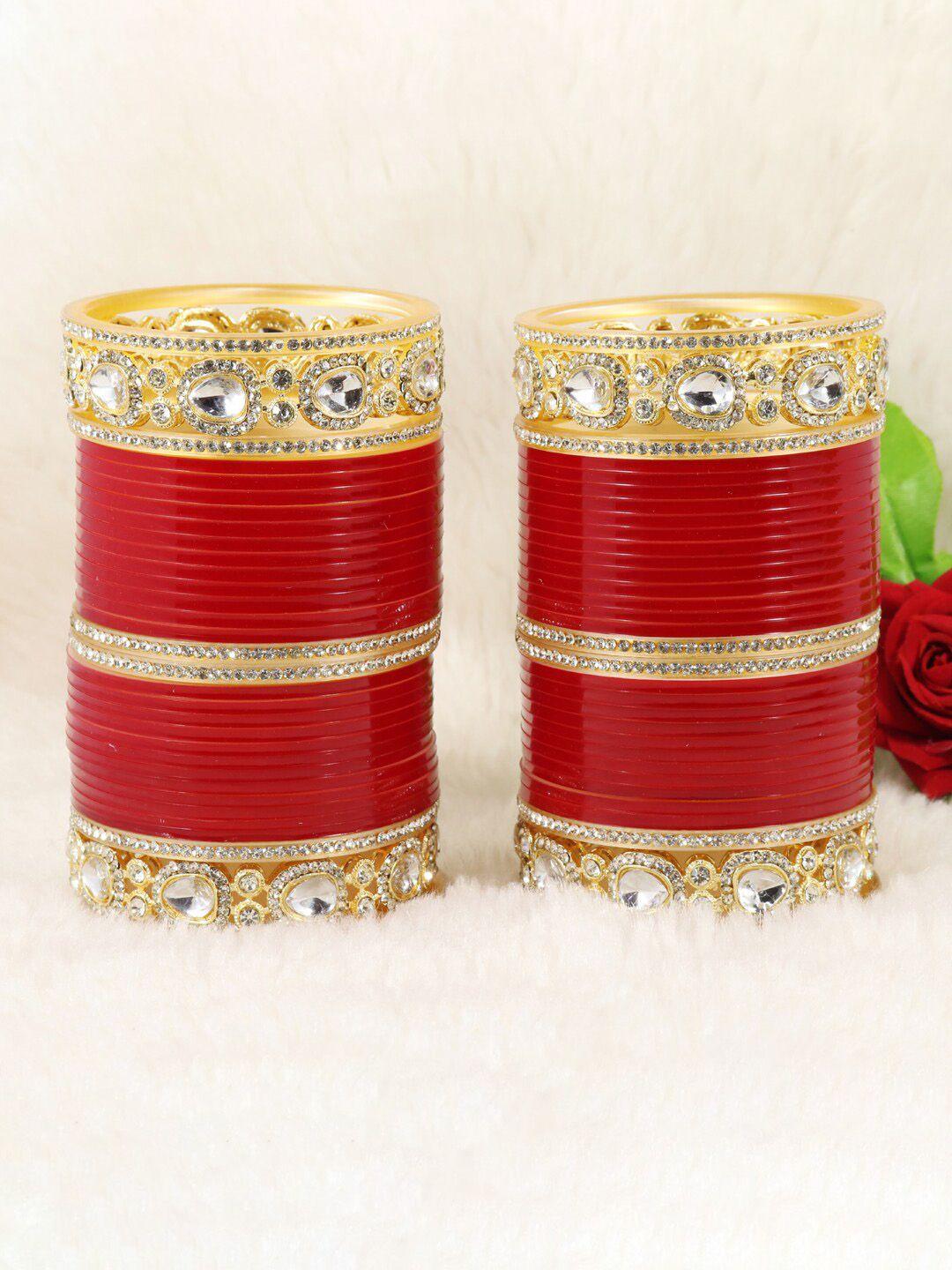 lavazza set of 64 gold-plated crystals-studded bangles