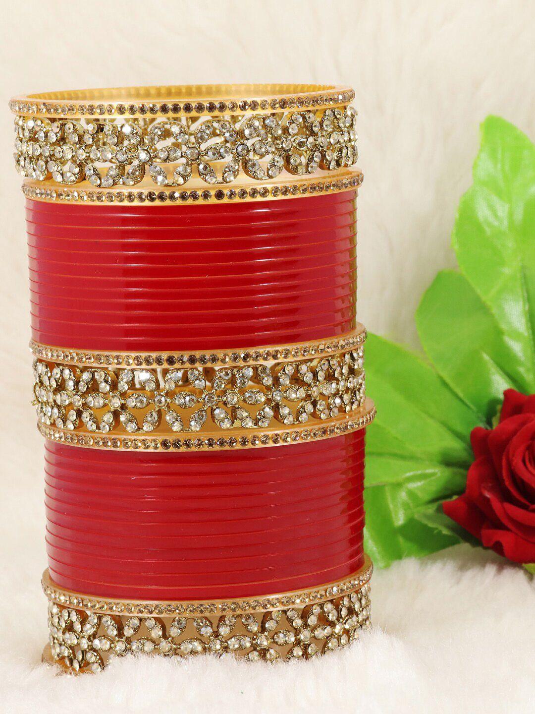 lavazza set of 66 gold-plated crystals-studded bangles