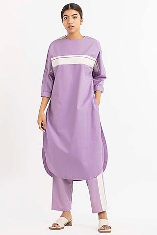 lavender cotton poplin panelled tunic