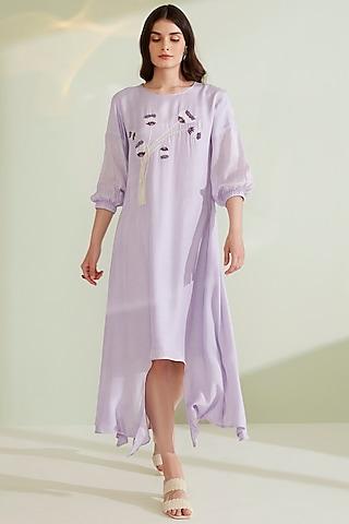 lavender embroidered asymmetrical tunic