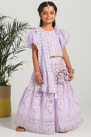 lavender embroidered lehenga set for girls