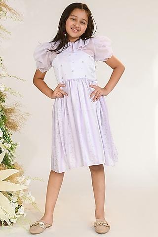 lavender fog printed dress for girls