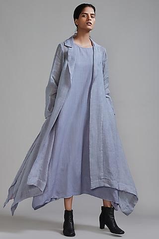 lavender linen jacket dress