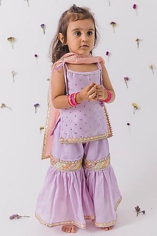 lavender silk gharara set for girls