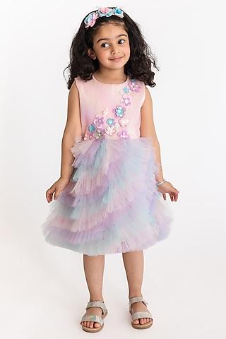 lavender tulle & shimmer embroidered dress for girls