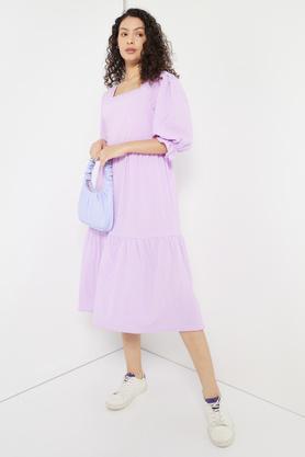 lavender casual midi dress for women - lavender