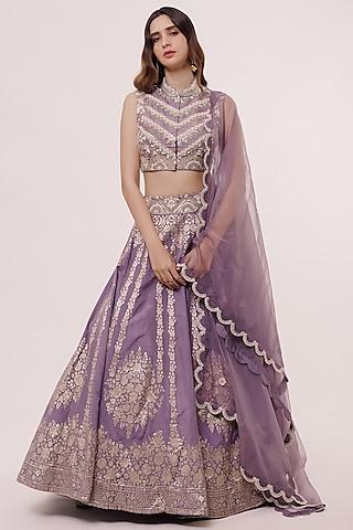 lavender chenia embellished lehenga set