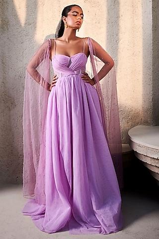 lavender chiffon & tulle corset gown