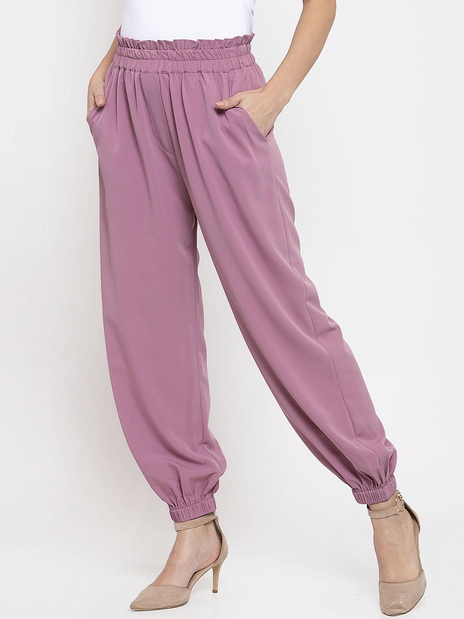 lavender color elasticated joggers pant