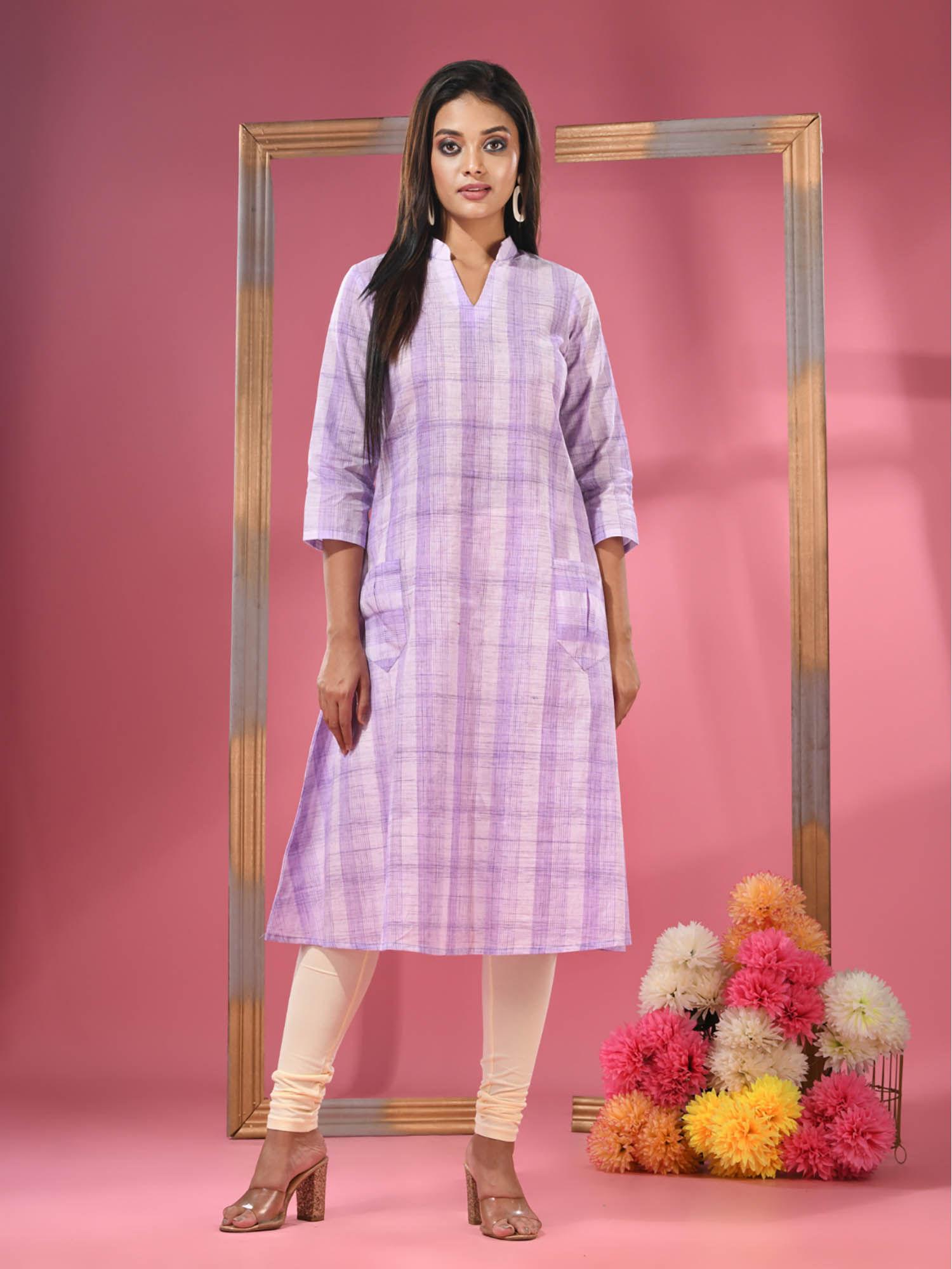 lavender cotton a-line kurta