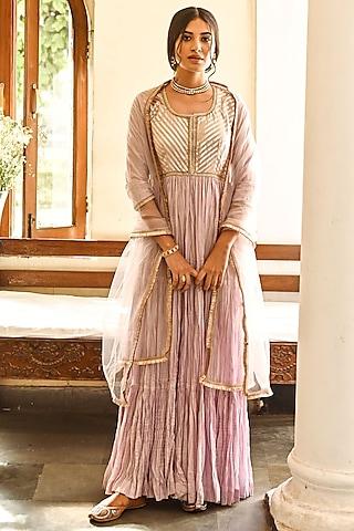 lavender cotton anarkali set