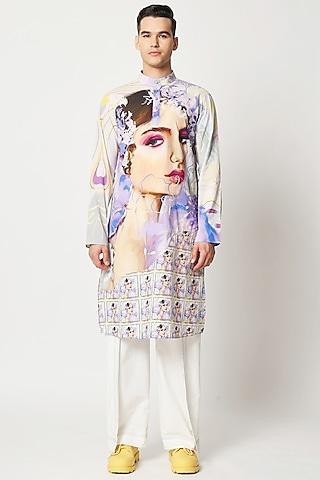 lavender cotton digital printed kurta