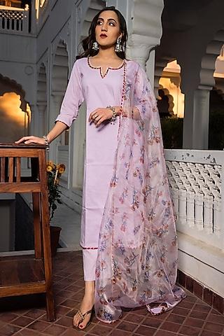 lavender cotton kurta set