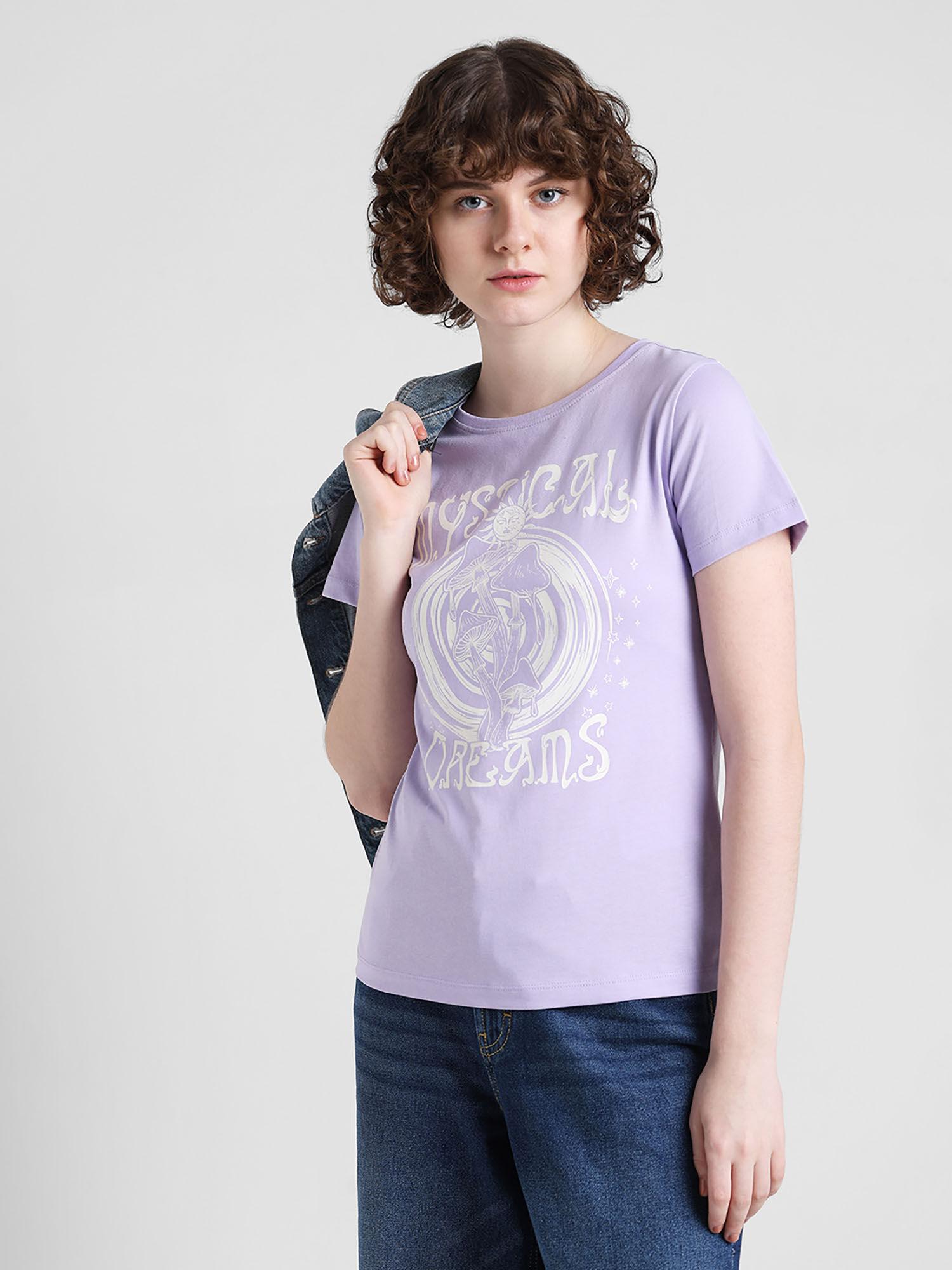lavender cotton printed t-shirt