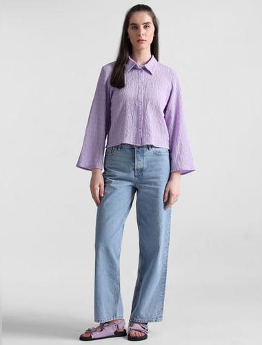 lavender crinkled textured shirt