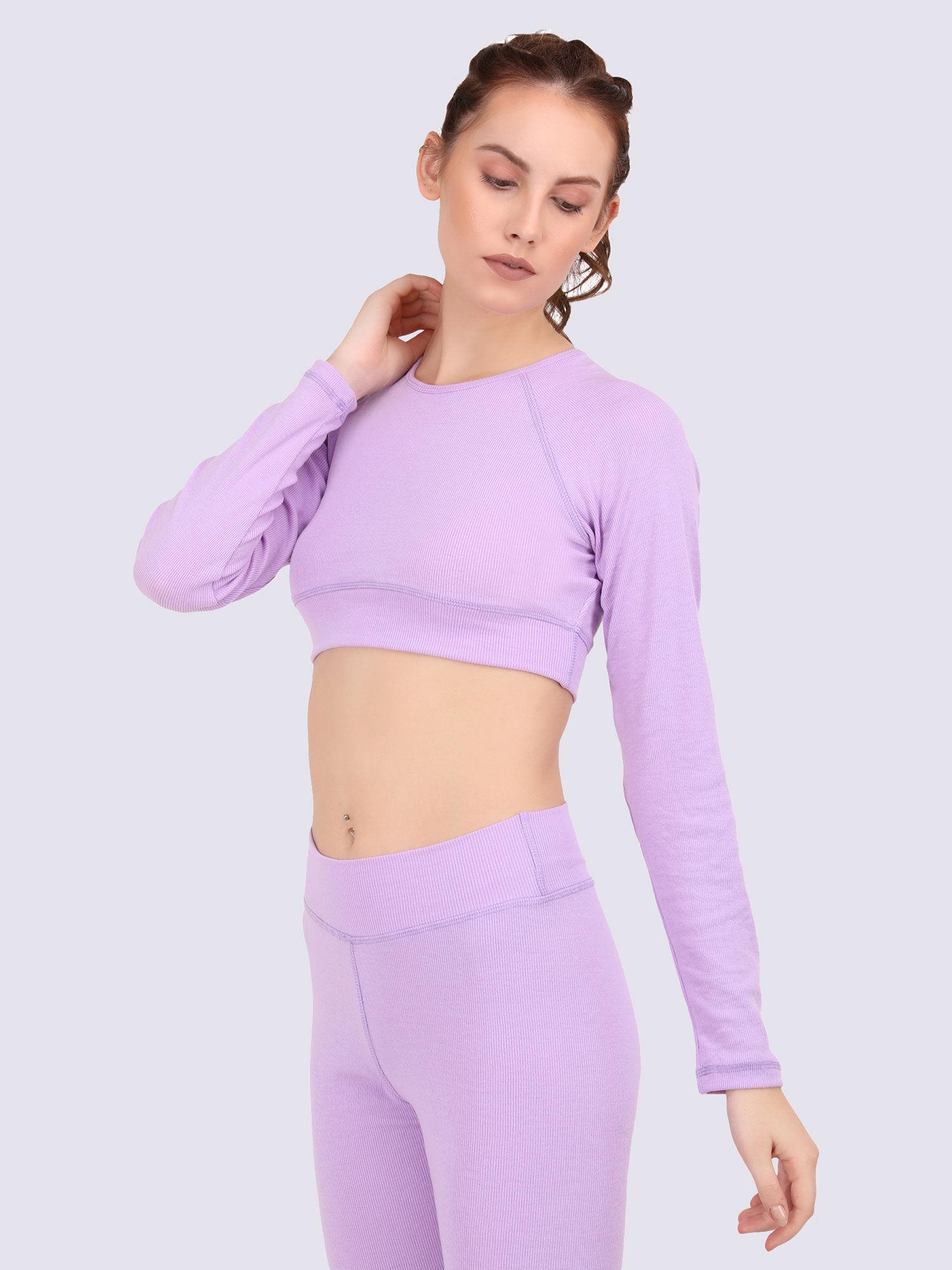 lavender cropped sports top