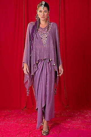 lavender embroidered cape set