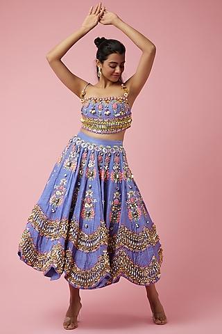 lavender embroidered half lehenga set