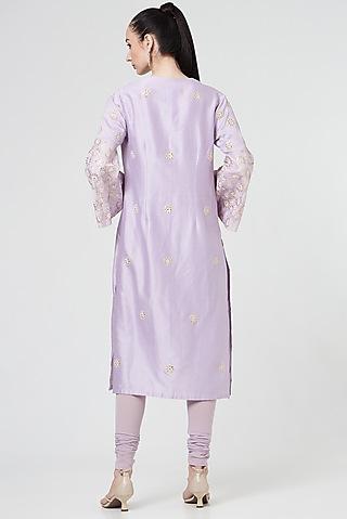 lavender embroidered kurta set