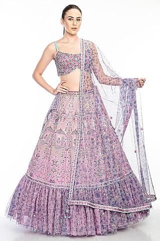 lavender embroidered lehenga set