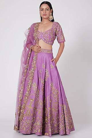 lavender embroidered lehenga set